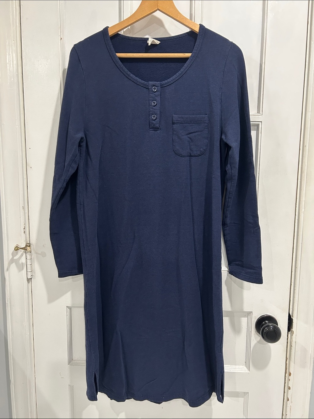 Fishers Finery Women's Jersey Above Knee Organic Bamboo Henley Nightshirt - S